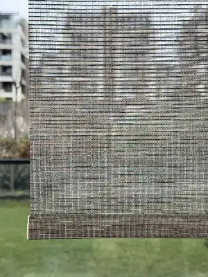 Yavruağzı Kahverengi Çiftli Sistem Tül Stor Perde, Standart Metal Kasalı Yüksek Kalite Kornişe Kolay Montaj Seçenekli