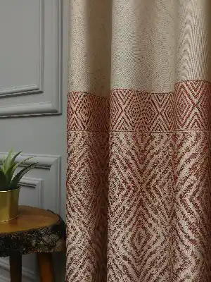 Modern Pano Fon Perde Bantlı Çift Renk - 501- Kiremit Rengi-kum Beji