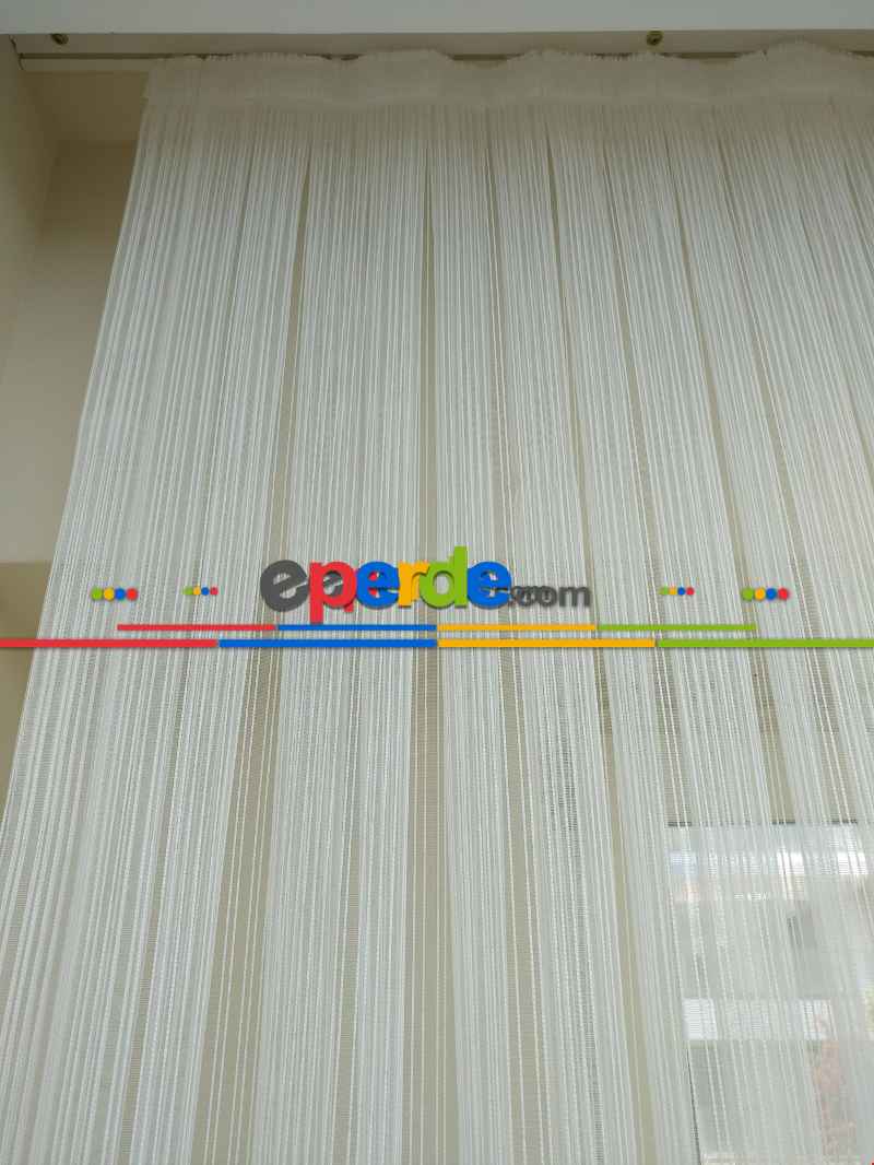 Yatak Odası - Ekru Zincir Desenli Düz Tül Perde !!!özel İndirimli Fiyat