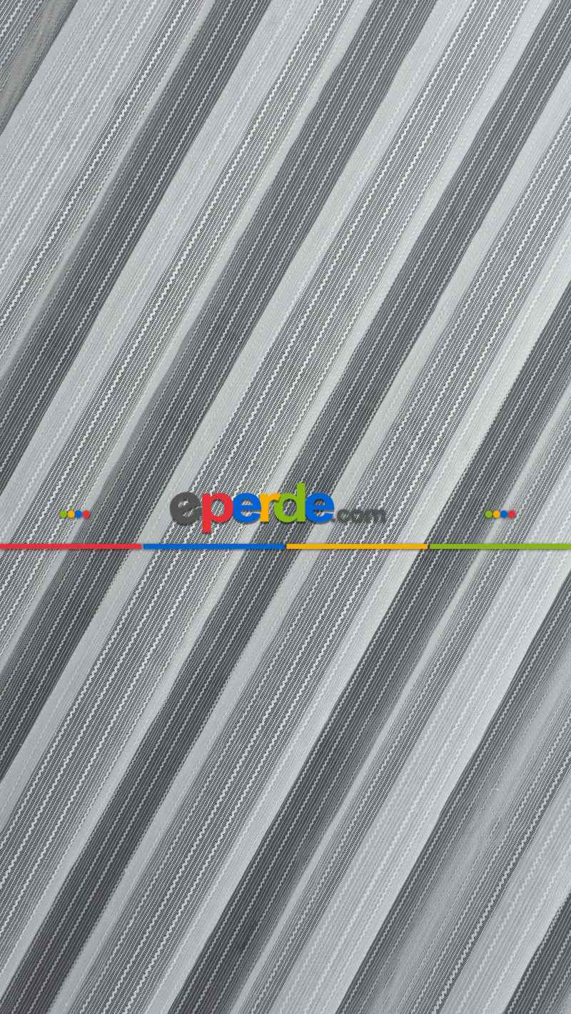 Mutfak - Tek Makarna Boyuna Çizgili Tül Perde Ekru Dolgulu- Ekru