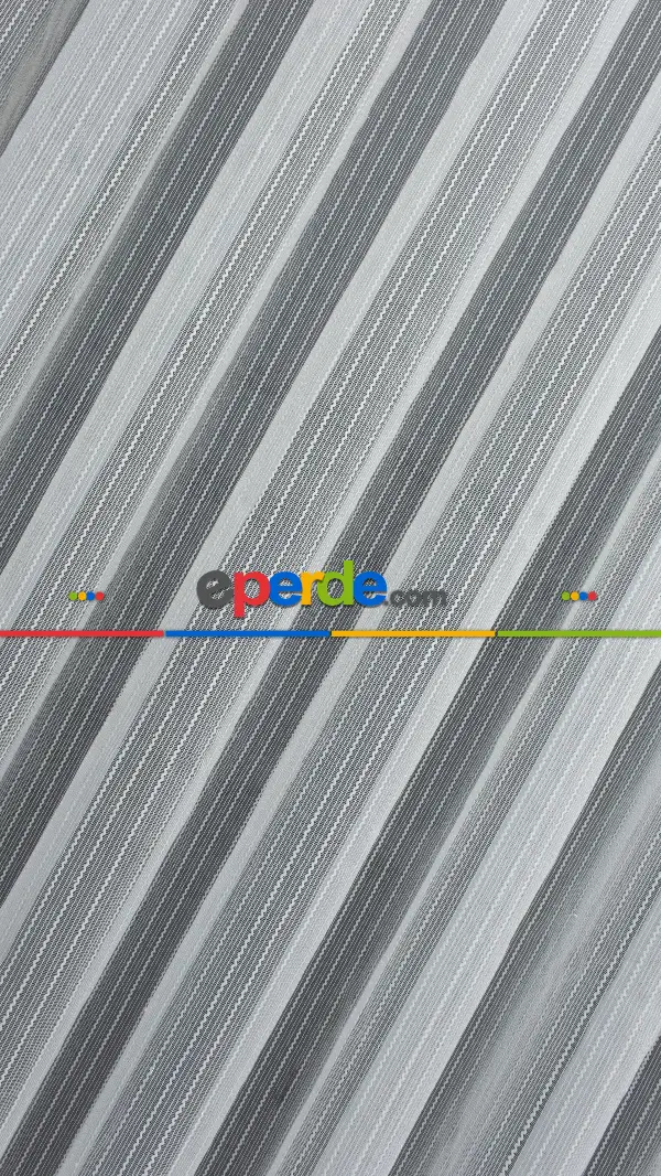 Tek Makarna Boyuna Çizgili Tül Perde Ekru Dolgulu- Ekru - Kurşunlu Tül