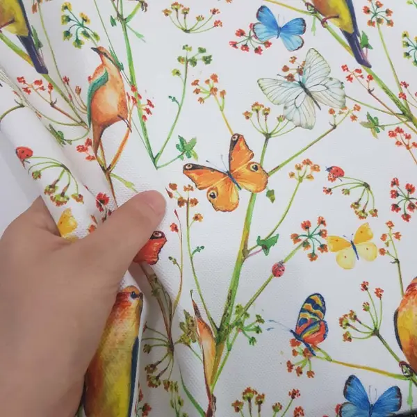 Kuş ,kelebek Ve Çiçek Desenli Fon Perde Evm829 Kumaşı Kalındır Duck Bezi Değildir- Beyaz- Çok Renkli 3