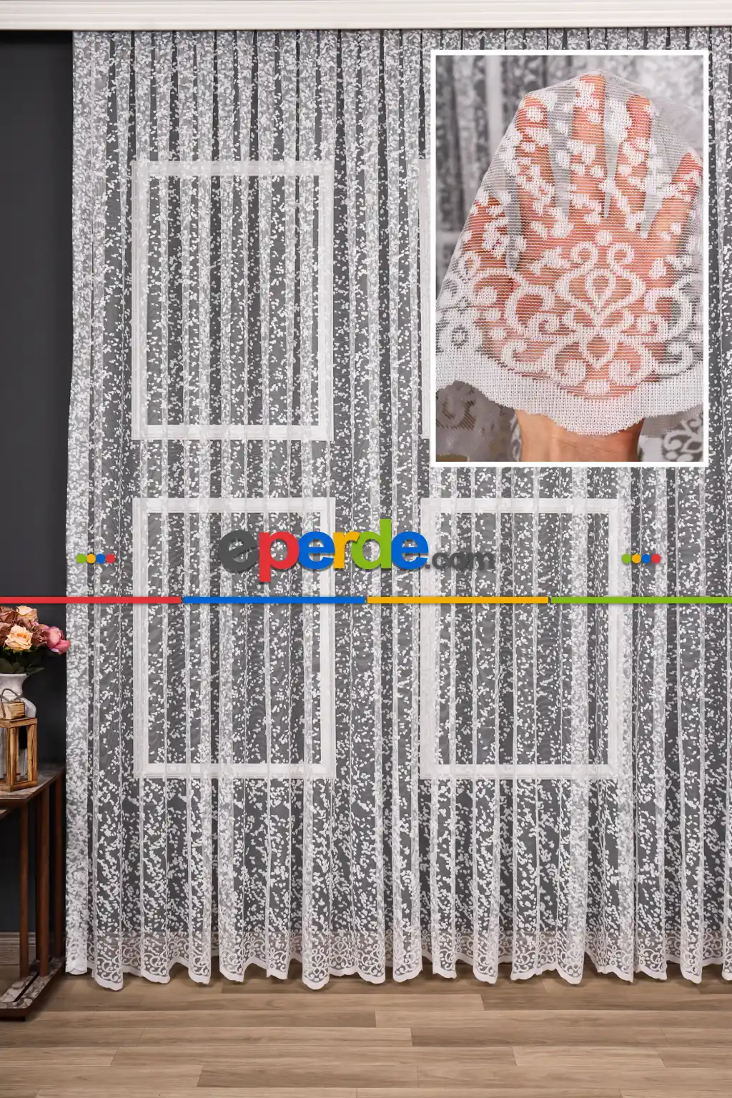 Etek Damask Desenli Örme Tül Perde Pa 7128