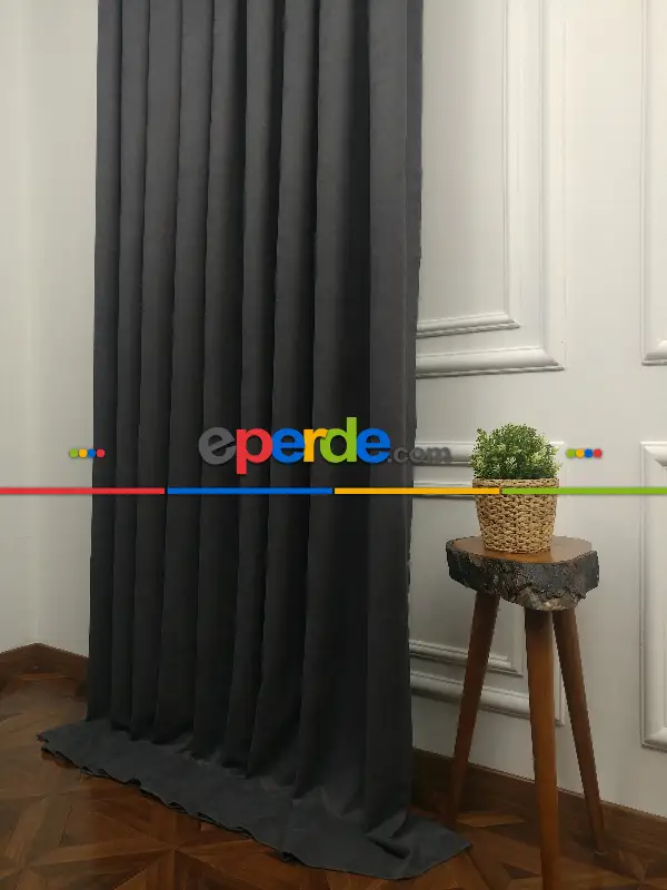 Arzenen Birinci Sınıf Kalite Kadife Dokulu Tek Kanat Fon Perde.- Antrasit