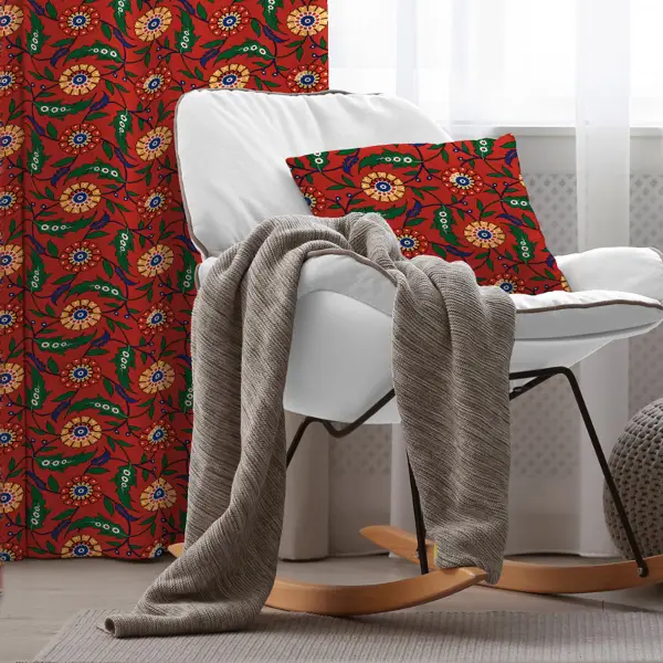 Çiçekli Fon Perde Evim2033-2 Kumaşı Kalındır Duck Bezi Değildir