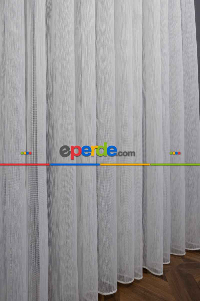 Brillant Mat Çizgili Tül Keten Görünümlü - Yüksek Kalite