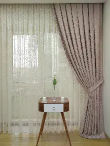 Pudra Rengi Duz Jakar Fon Perde (150)- Pudra