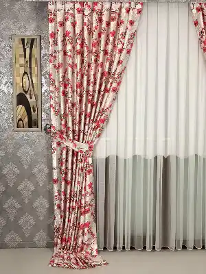 Dijital Çiçekli Fon Perde- Nar Çiçeği