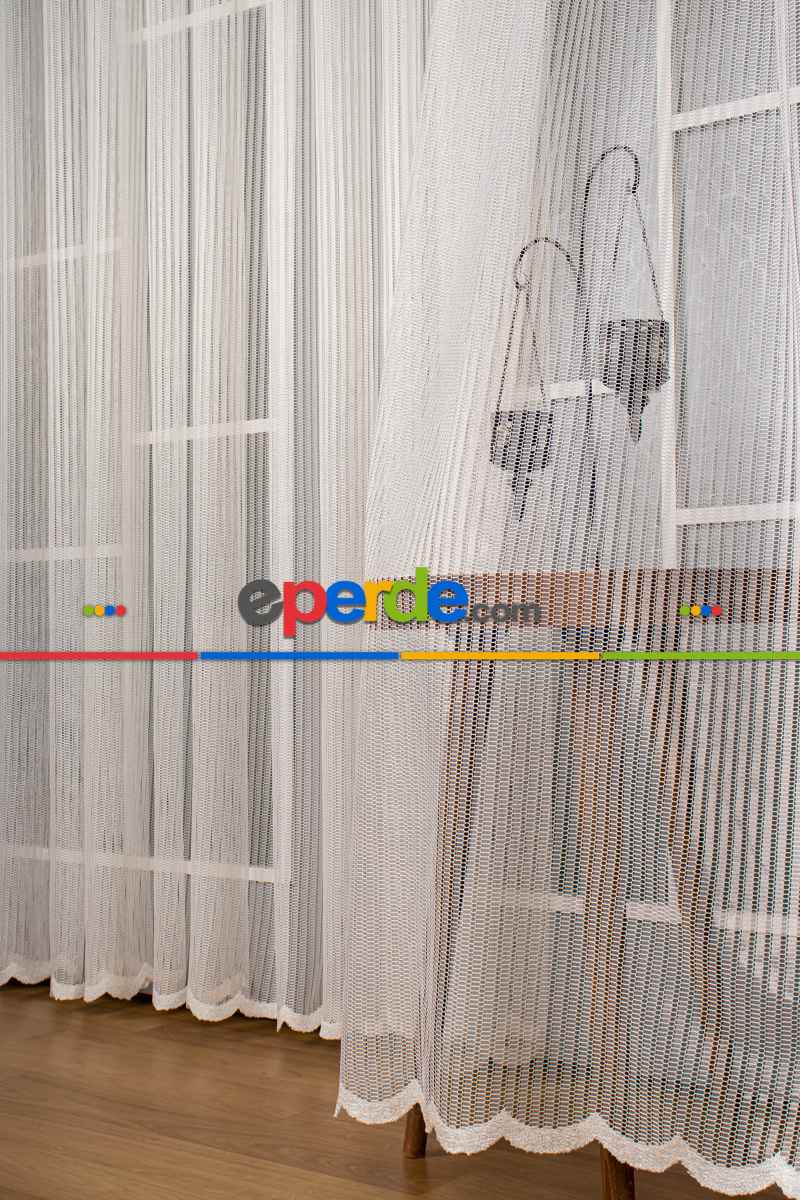 Salon Tül Modelleri - Düz Dantel Zemin Örme Tül Perde Ütü İstemez