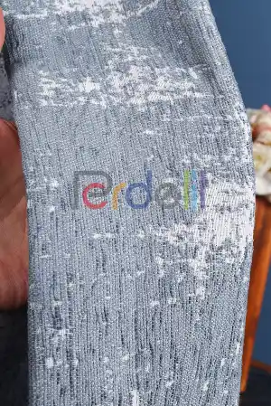 Mavi-beyaz Renk Geçişli Jakar Dokuma Fon Perde