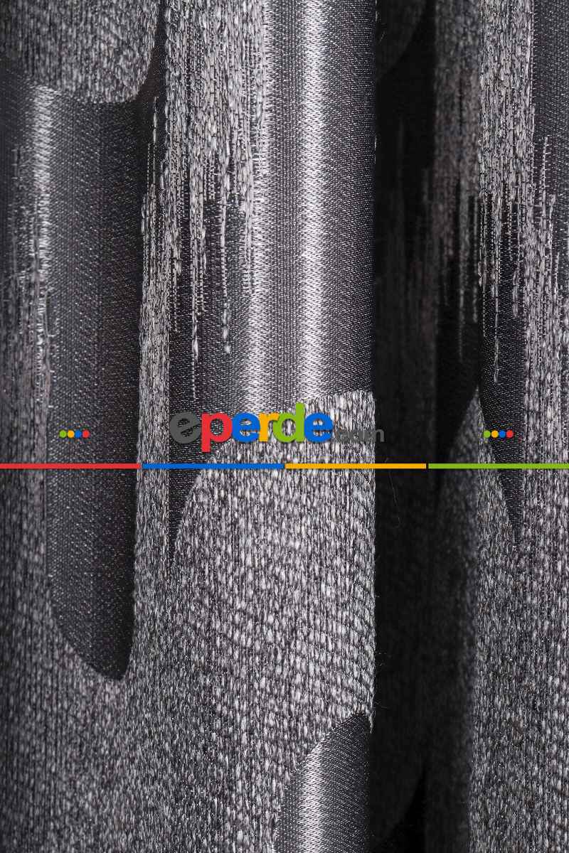 Avantgarde Antrasit Dalgalar Desenli– Modern Jakar Dokuma Fon Perde