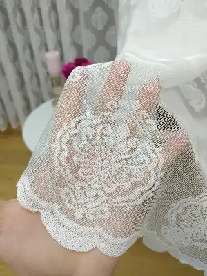 ( Orjinal ) Damask Desen Salon Fransız Dantel Tül Perde & Kruvaze Perde- Ekru