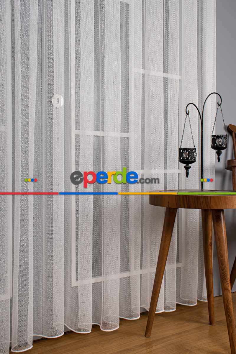 Yatak Odası - Mini Puantiyeli Örme Tül Perde