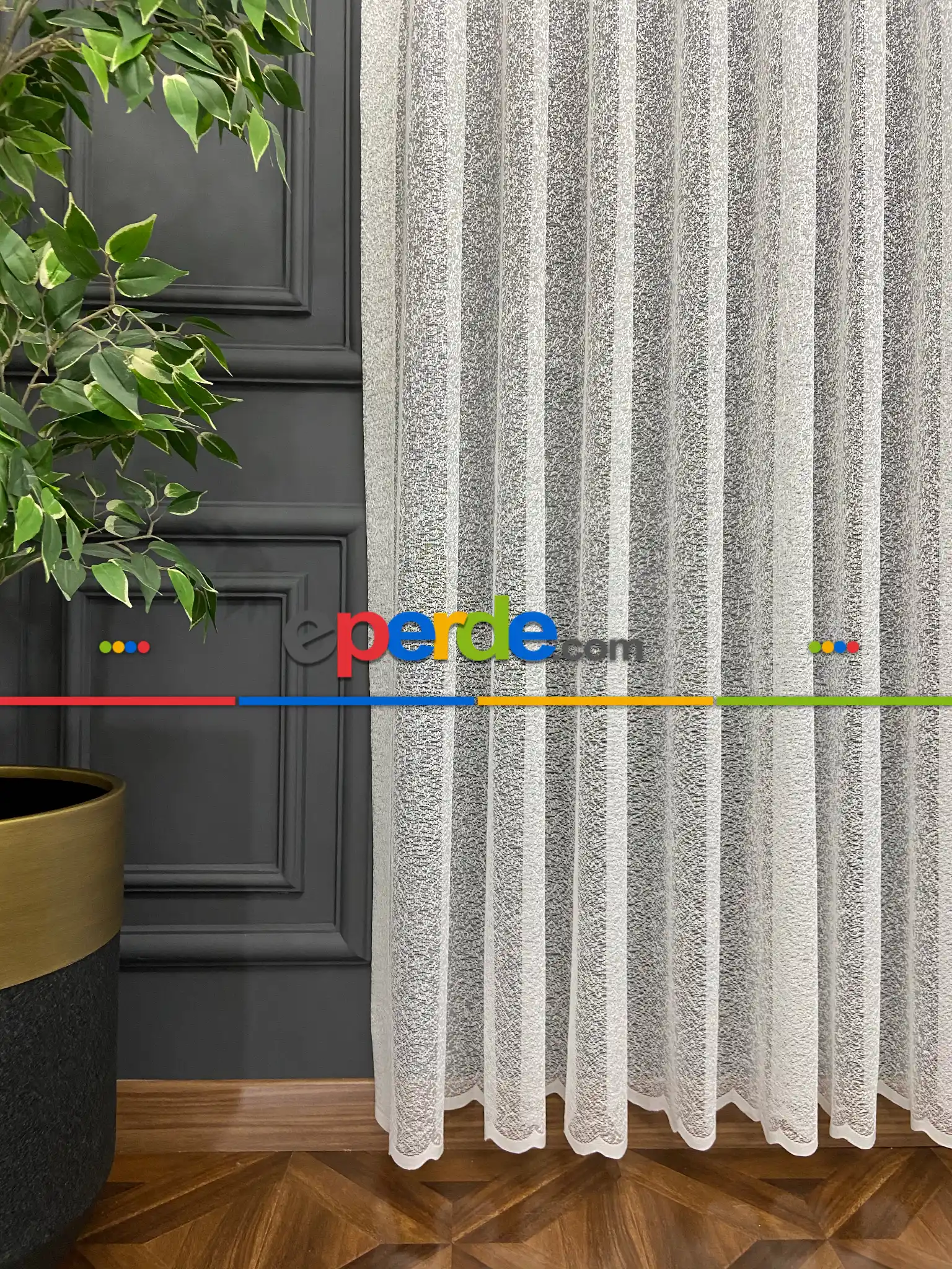 Jakarlı Örme Tül Kum Desen- Ekru