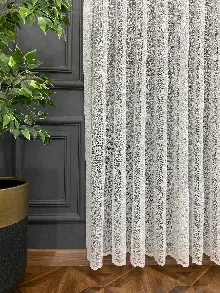 Jakarlı Örme Tül Kum Desen- Ekru