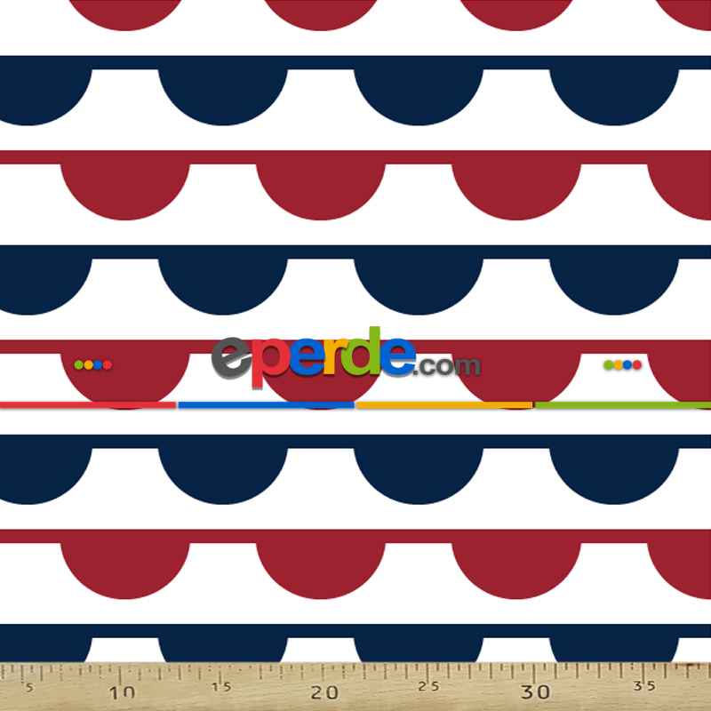 Yuvarlak Desenli Fon Perde Evm408-7 Kumaşı Kalındır Duck Bezi Değildir- Lacivert-Beyaz-Bordo