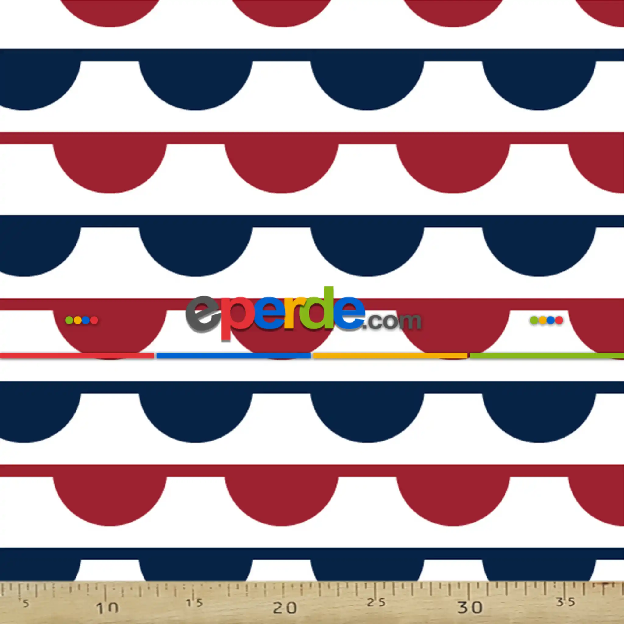 Yuvarlak Desenli Fon Perde Evm408-7 Kumaşı Kalındır Duck Bezi Değildir- Lacivert-Beyaz-Bordo