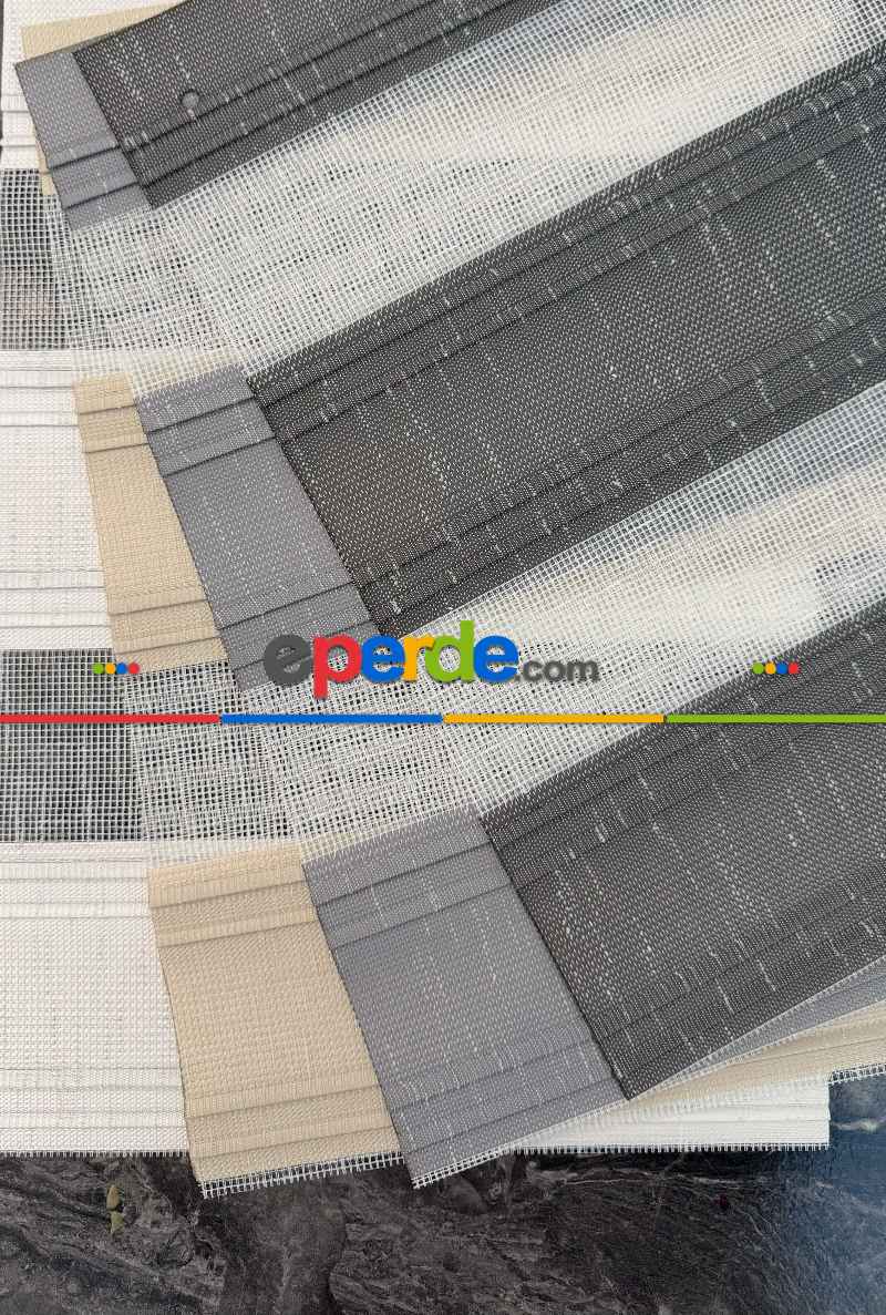 Mutfak Zebra Perde - Keten Zebra Perde Yüksek Kalite Yarım Pliseli- Kornişe Kolay Montaj Ayağı Seçenekli - Standart Metal Kasalı