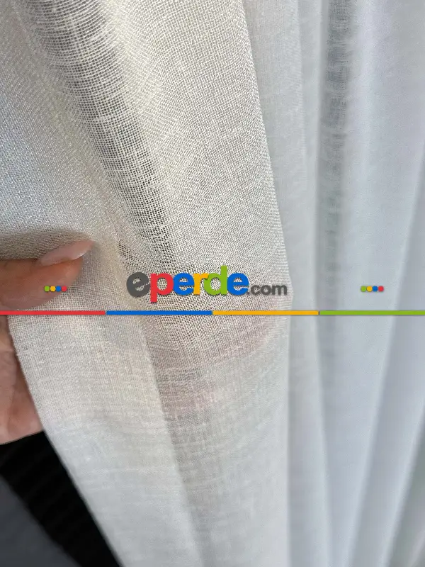 Ekru Keten Tül Perde, Büzgü Ekstraforlu