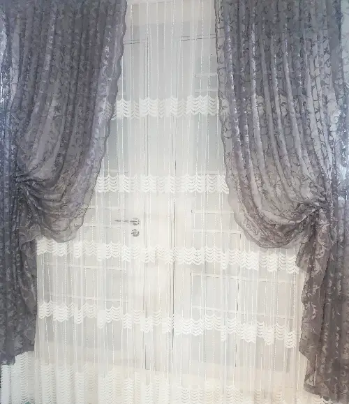 Tül Fon Gri Renk Fon Büzgülütasarım Yeni Moda Perde- Gri-füme-antrasit 70cm X 270cm 