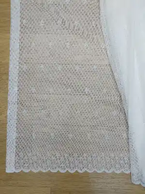 Serpme Damask Desenli ( Orjinal ) Kdk Salon Fransız Dantel Tül Perde & Kruvaze Model Dikiş Seçenekli - Ekru Renk - Ütü İstemeyen