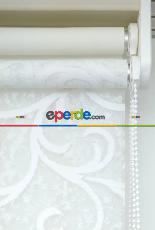 Jakar Örme Tül-dilay 801 Ekru Çiftli Sistem Dantel Desenli Perde- Ekru