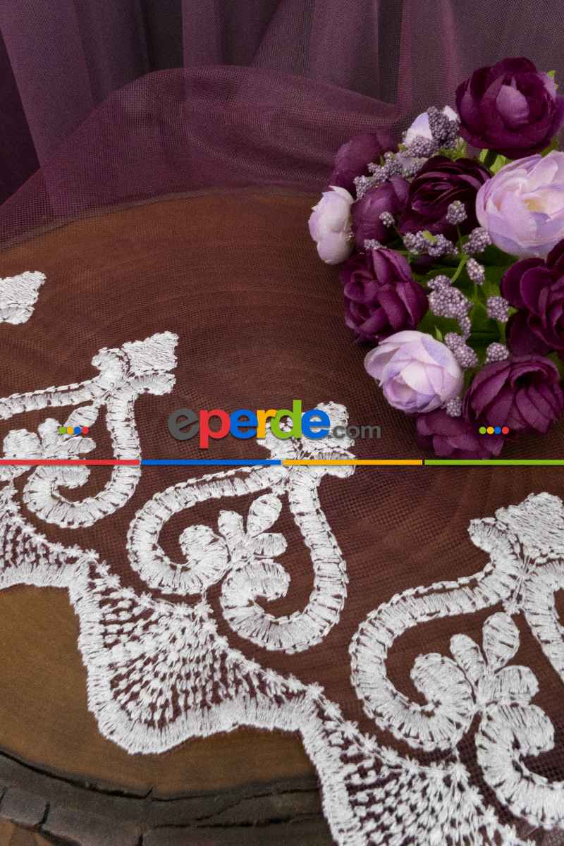 Mürdüm Tül Yarım Renkli Degrade Tül Renkli Tül