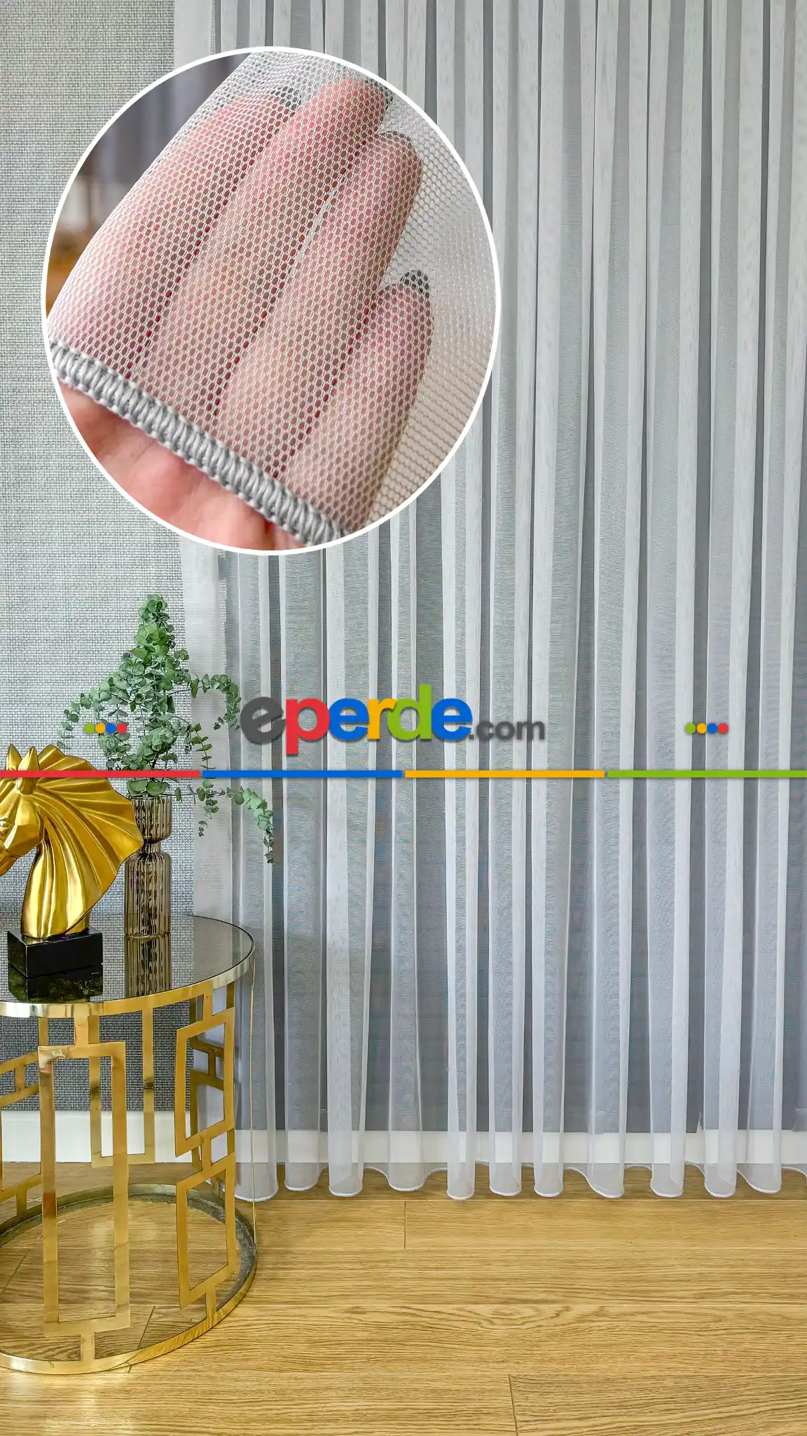 Açık Gri Grek Zemin Düz Tül Perde - Kurşunlu