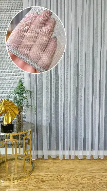 Açık Gri Grek Zemin Düz Tül Perde - Kurşunlu