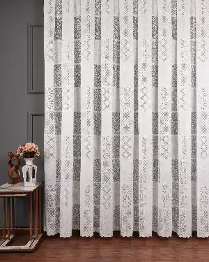 Tül Perde - Desenli Tül - Örme Tül - Patchwork Desen