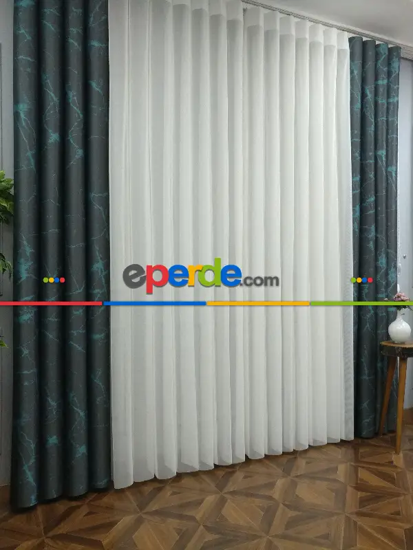 Lens Akıllı Dikey Tül Perde Mermer-21- Çok Renkli 2