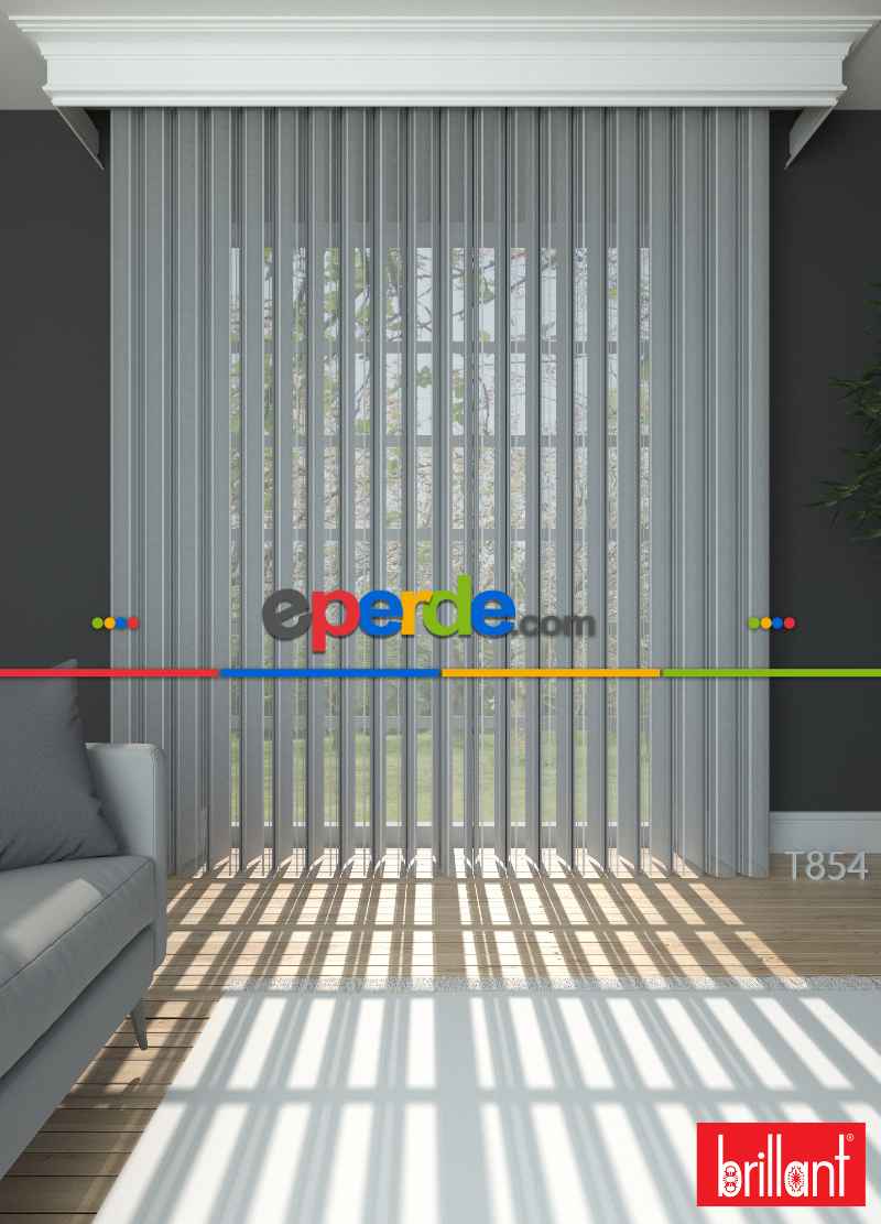 Brillant Akıllı Tül Perde Gri Renkli Tül Dikey Zebra Perde Düz 1. Kalite