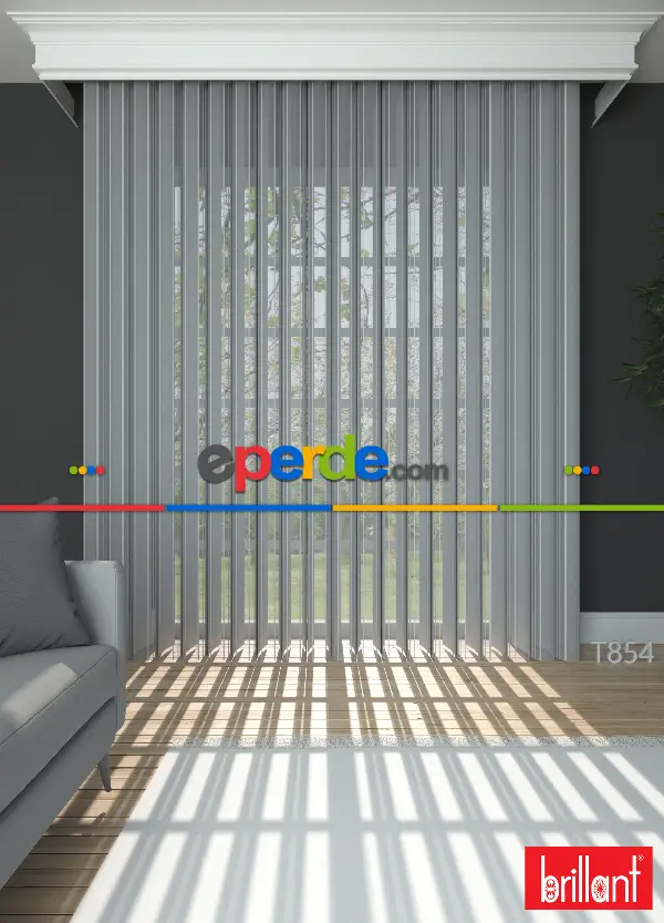 Brillant Akıllı Tül Perde Gri Renkli Tül Dikey Zebra Perde Düz 1. Kalite