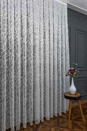 2022 Model Ekru Desenli Örme 1.sınıf Kalite Tül Perde