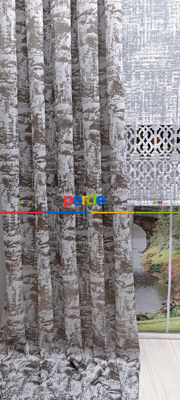 Yatak Odası - 2023 Elit Modern Damask Desenli Fosforlu İplik Dokuma Fon Perde -3