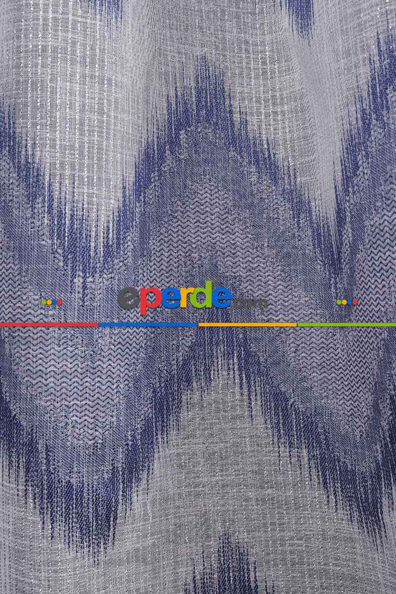 Salon Tül Modelleri - Simli Zik Zak Desenli Keten Tül Perde