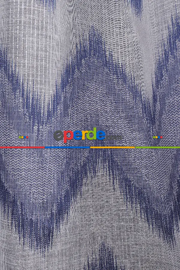 Salon Tül Modelleri - Simli Zik Zak Desenli Keten Tül Perde