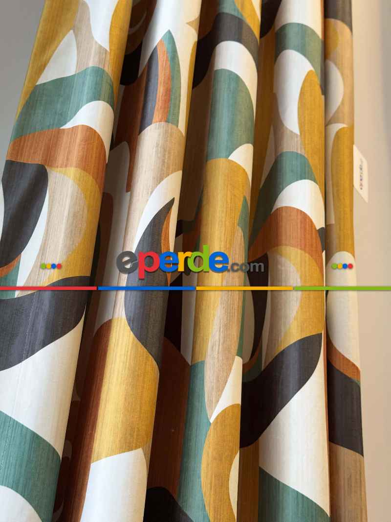 Modern Desenli Fon Perde İthal Kadife
