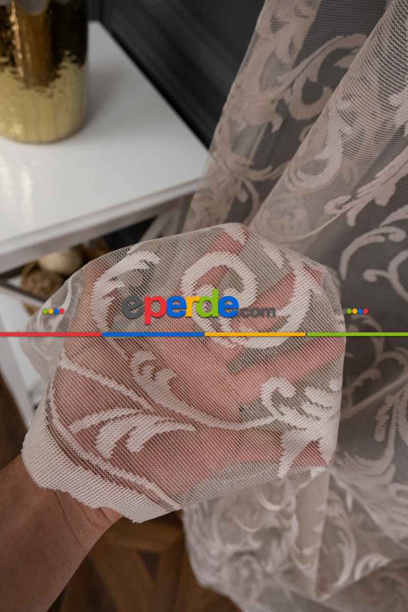 Sarmaşık Şal Desen Vizon Bej Açık Kahve Renk Desen Tasarım Tül