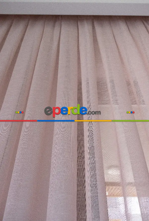 Çocuk Odası - Naturel Keten Tül - Pudra Pembe