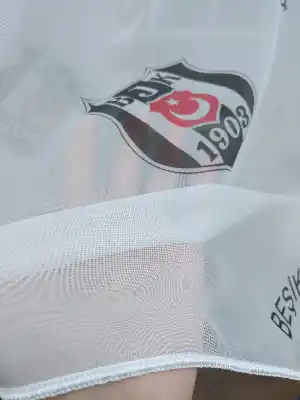 Beşiktaş Desenli Tül Perde Hazır Dikili Tül Sıkpile- Siyah-Beyaz
