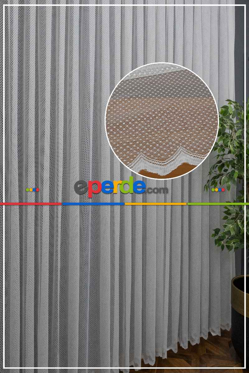 Spor Desenli Fransız Danteli Örme Tül Perde