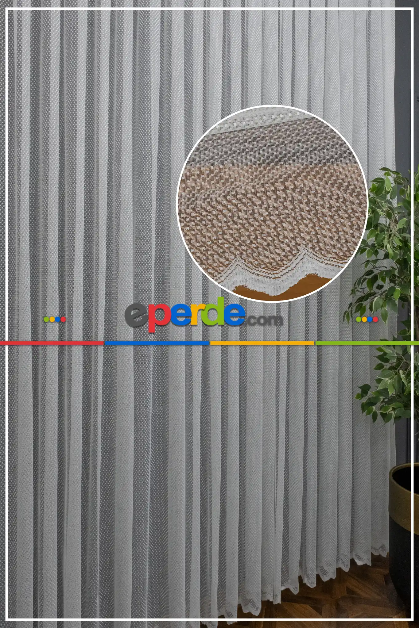 Spor Desenli Fransız Danteli Örme Tül Perde