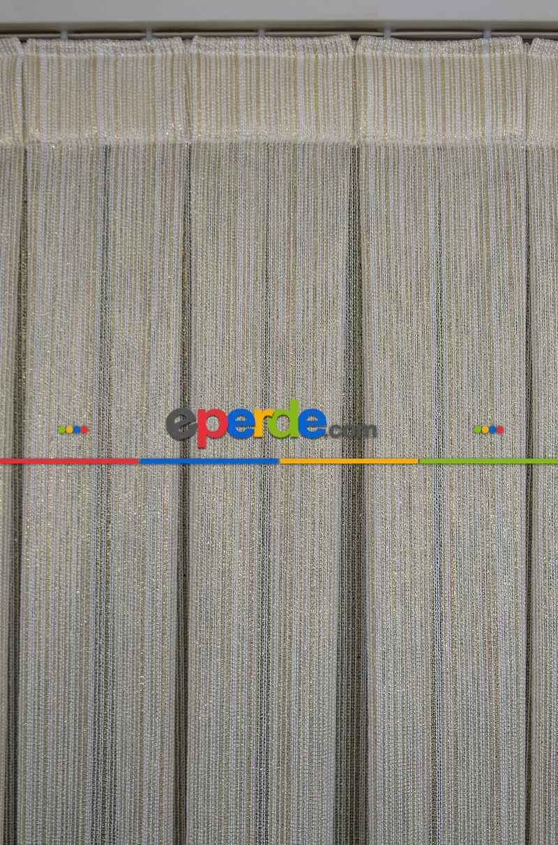 Altın Çizgili Düz Fantezi Tül Perde