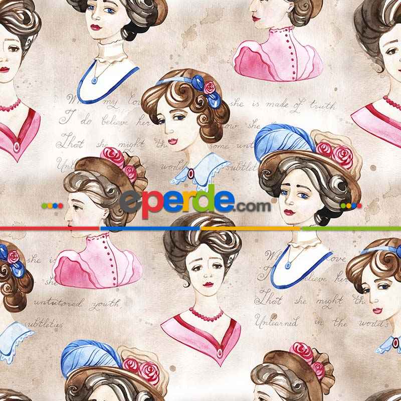 Mutfak Perdesi Kanat Fon Perde Nostalji Desenli- Mavi