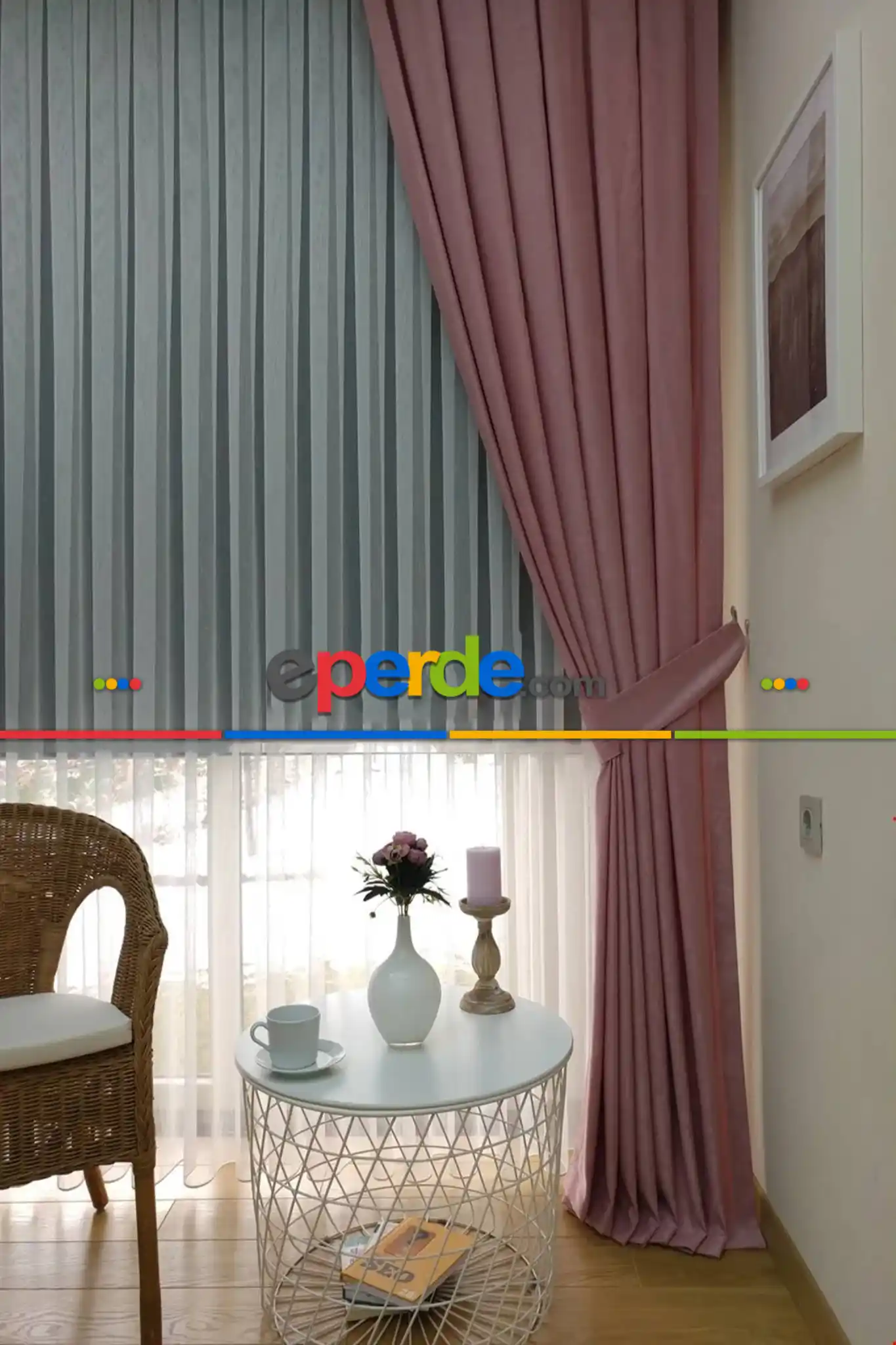 Salon Soft Fon Perde Açık Pudra- Pembe Pudra Pembe