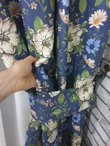 Yatak Odası - Çiçek Desenli Fon Perde Evm1073 Kumaşı Kalındır Duck Bezi Değildir- Siyah-beyaz