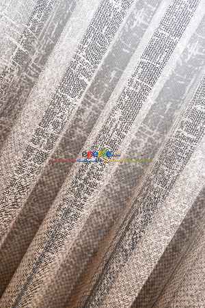 Hazır Ölçülü Modern Koyu Kahverengi Desenli Degrade Geçişli Yüksek Kalite Örme Tül Perde