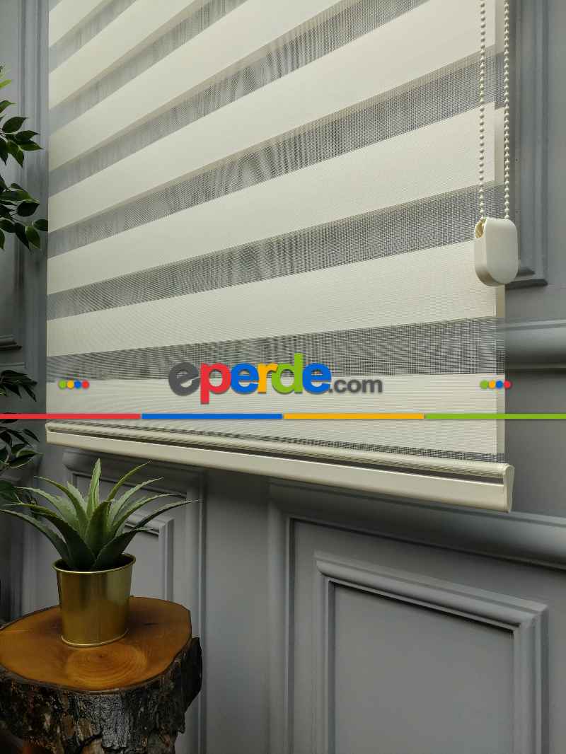 2025 Sezonu - Zebra Perde - Bambu Zebra Perde- Bej-krem Koyu