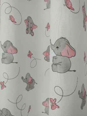 Sevimli Filler Desenli Baskılı Zebra Perde Bebek Odası Perdesi- Gri-Füme-Antrasit-Pembe